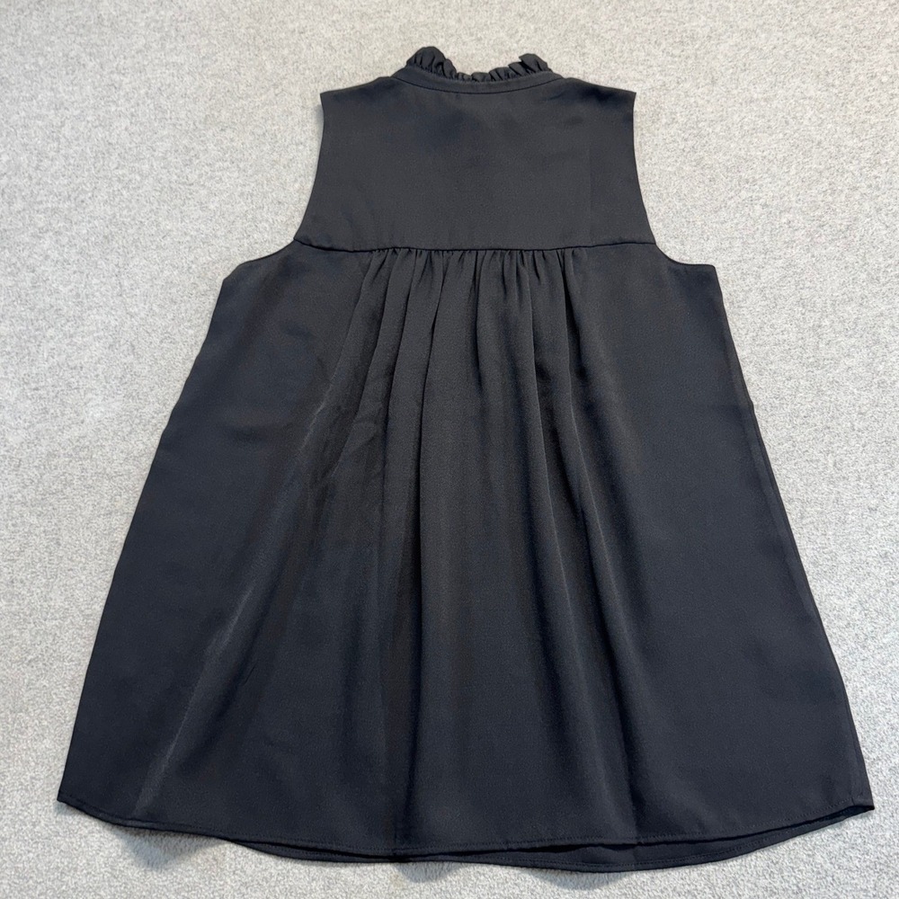 Ann Taylor Ruffle Neck Blouse Women XS Black Sleeveless Keyhole Shell NWT Office - Picture 7 of 7